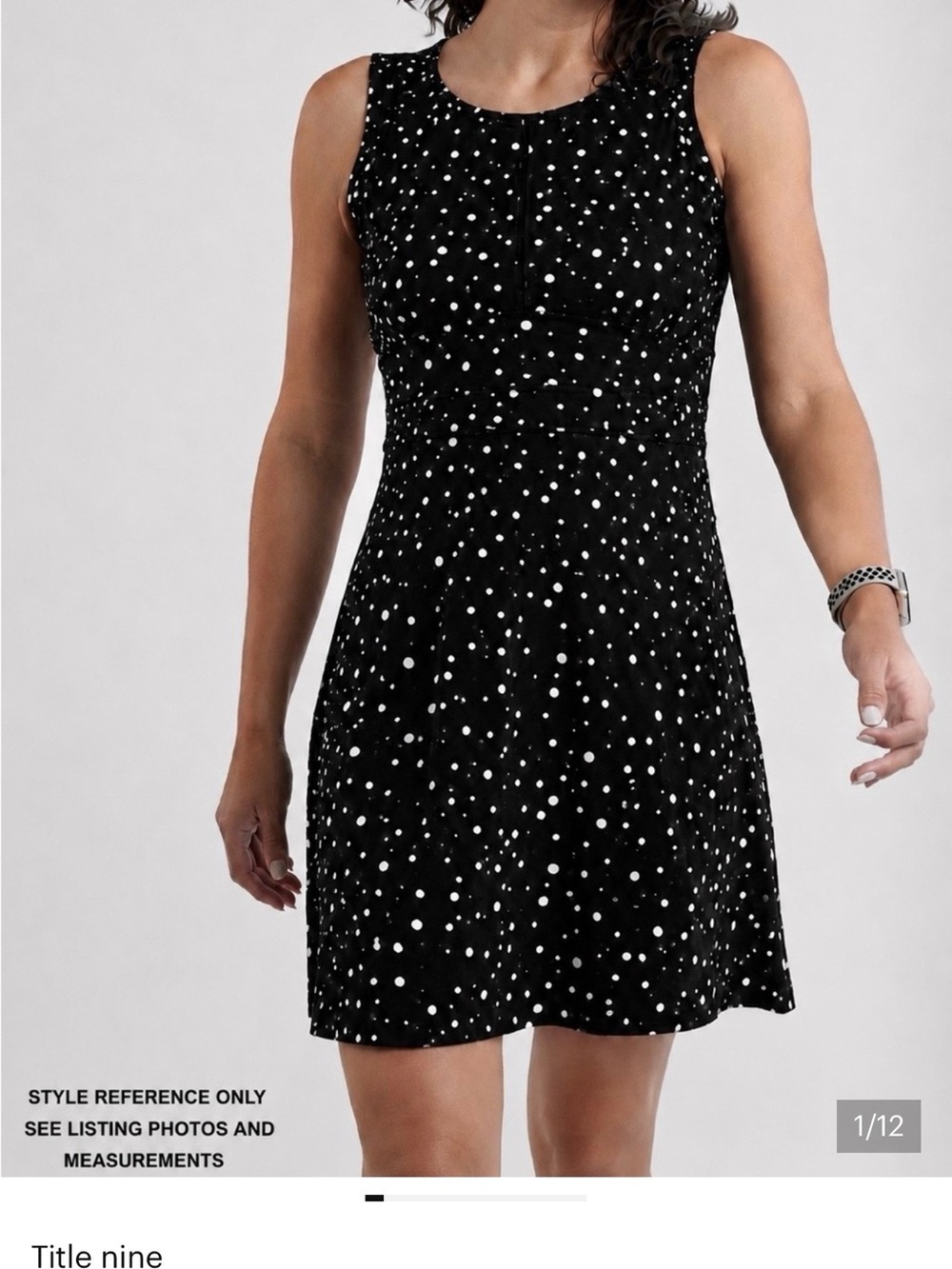 Title Nine Black and White Polka Dot Sleeveless Dress w/pockets